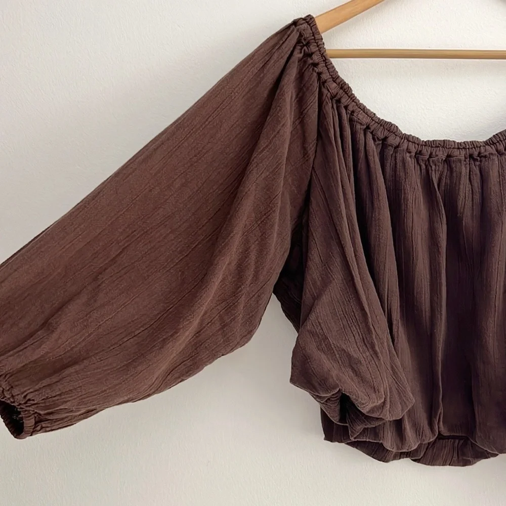Free People We The Free All About The Bubble Tee Brown NWOT